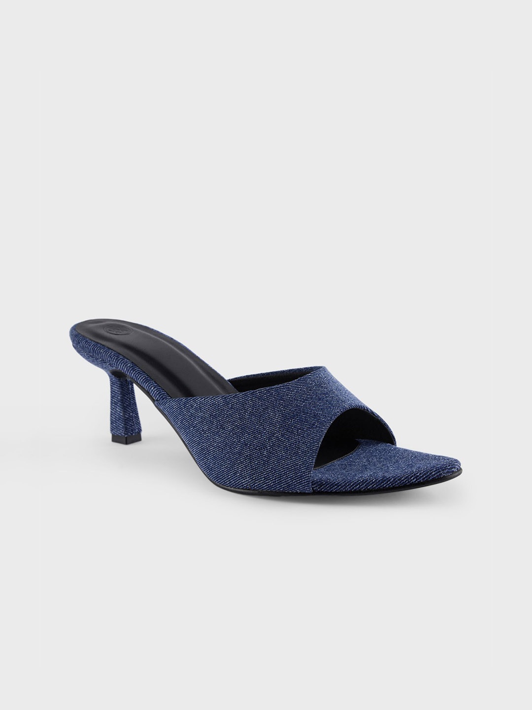 

20Dresses Blue Textured Open Toe Canvas Kitten Heels