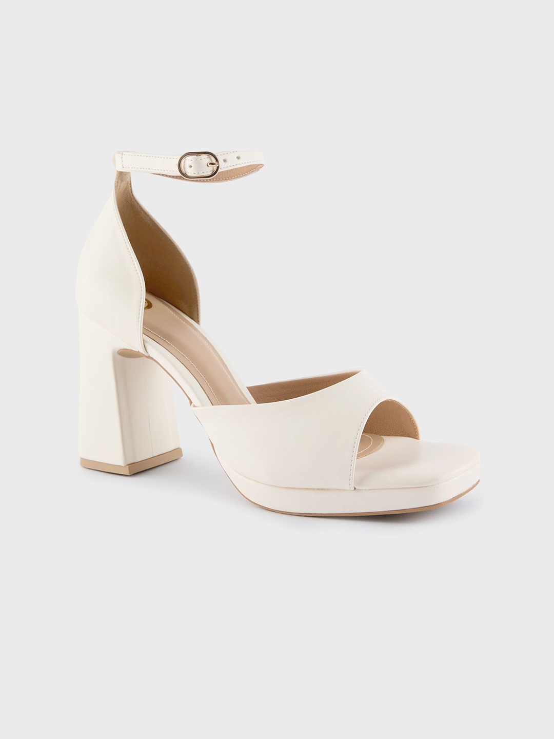 

20Dresses Off White Peep Toe Party Block Heels