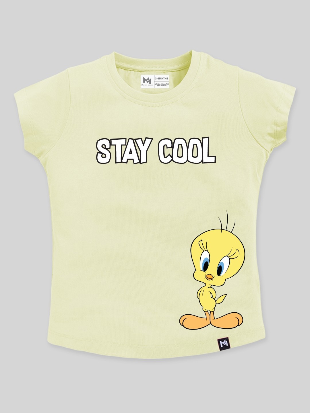 

YK X Minute Mirth Girls Tweety Printed Pure Cotton T-shirt, Yellow