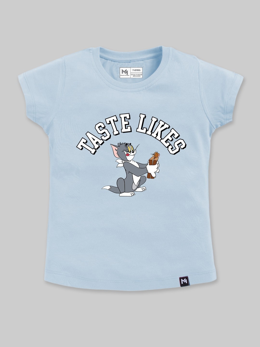 

YK X Minute Mirth Girls Tom& Jerry Printed Pure Cotton T-shirt, Blue