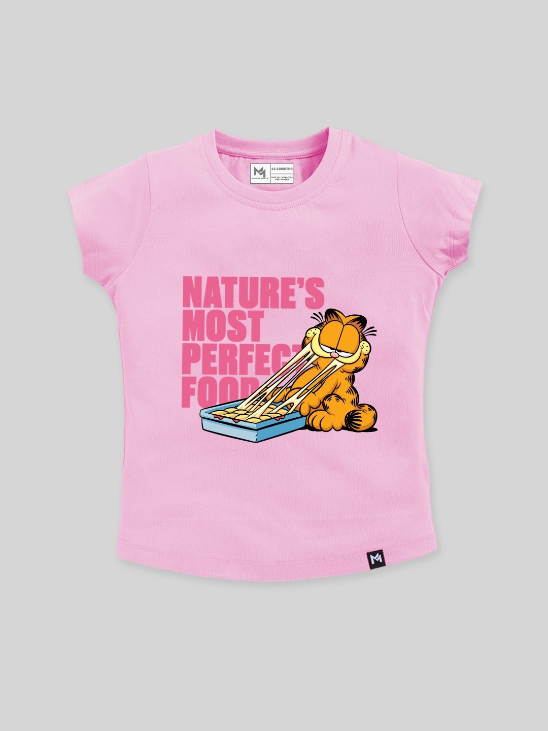 

YK X Minute Mirth Girls Garfield Printed Pure Cotton T-shirt, Pink