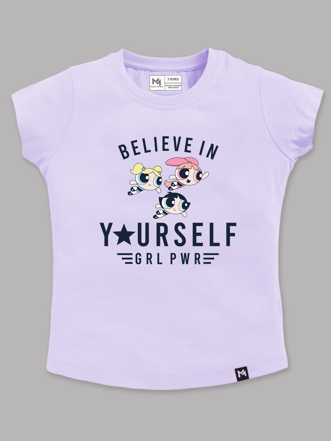 

YK X Minute Mirth Girls Powerpuff Girls Printed Pure Cotton T-shirt, Lavender
