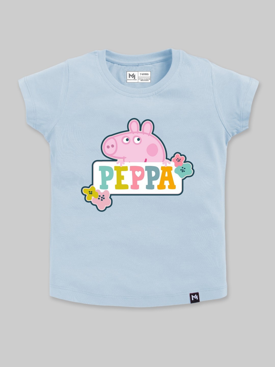 

YK X Minute Mirth Girls Peppa Pig Printed Pure Cotton T-shirt, Blue