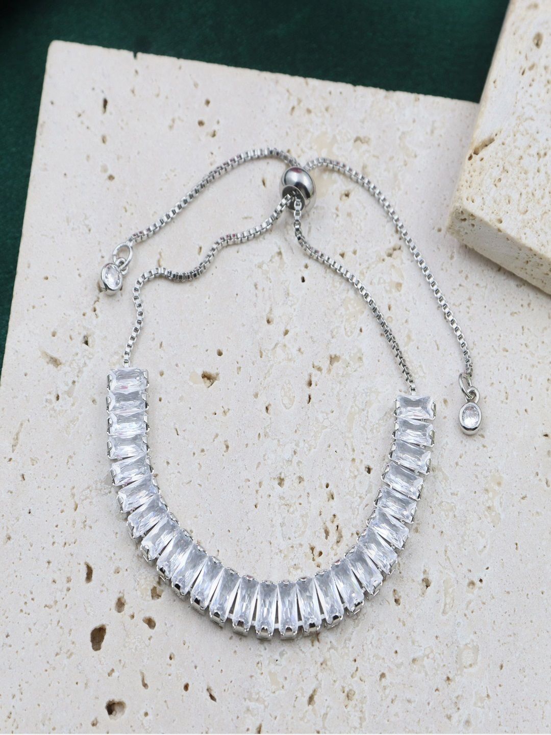 

AQUASTREET Zircon Studded Silver-Plated Tennis Bracelet