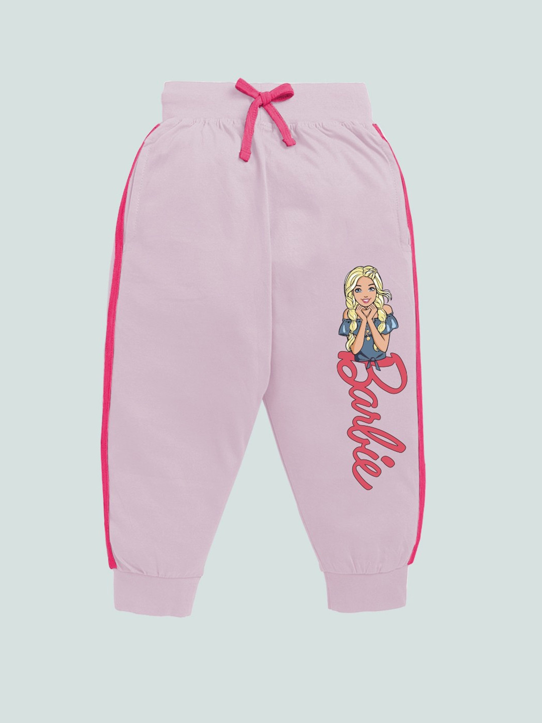 

YK X Minute Mirth Girls Barbie Printed Pure Cotton Joggers, Pink