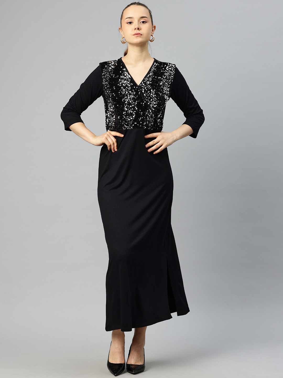 

Cottinfab Embellished Maxi Dress, Black