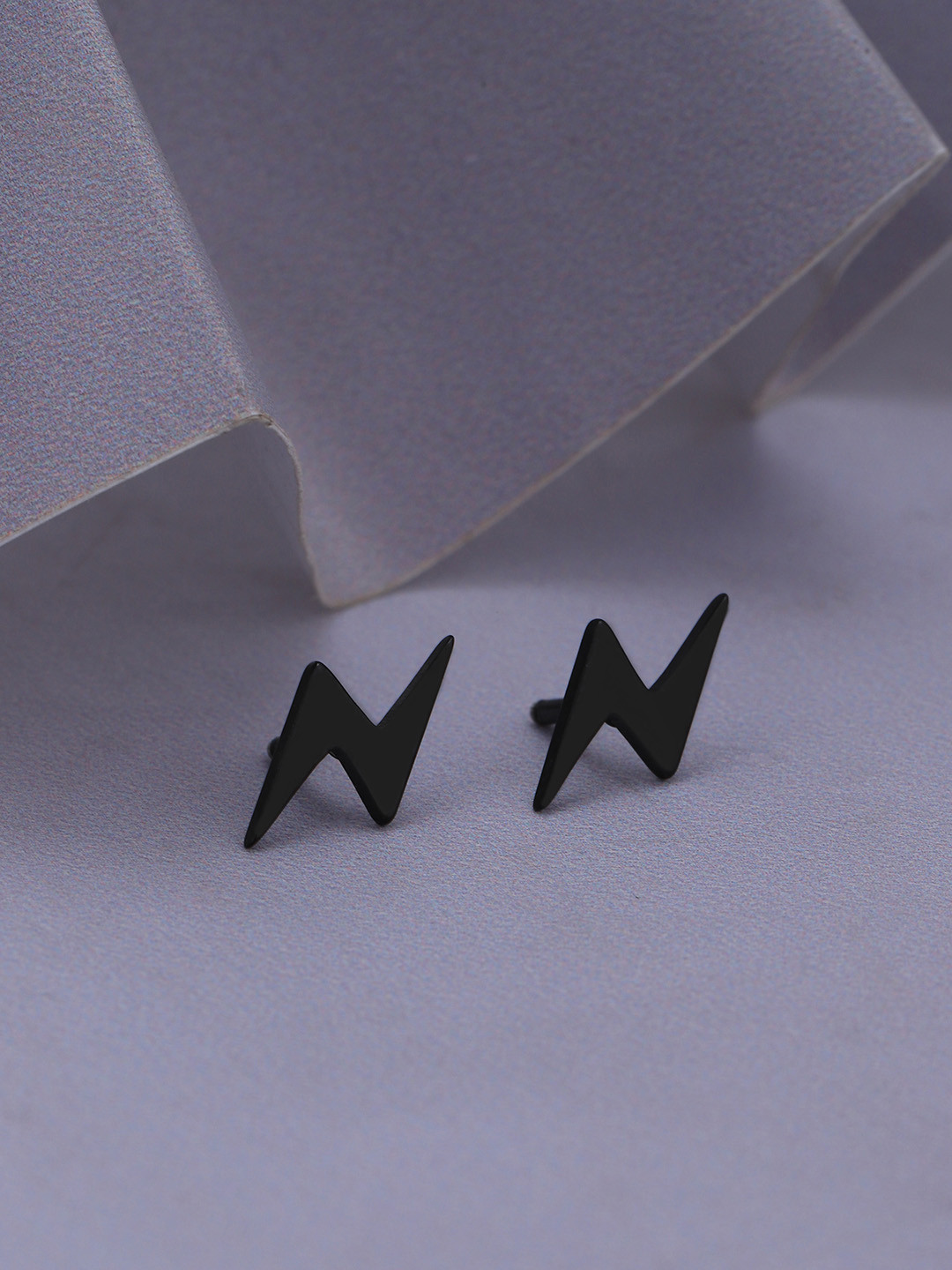 

Carlton London Men Stainless Steel Contemporary Studs, Black