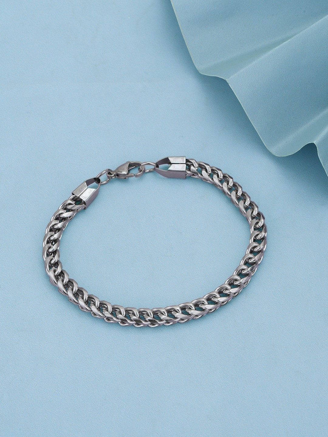 

Carlton London Men Silver Plated Stainless Steel Link Bracelet