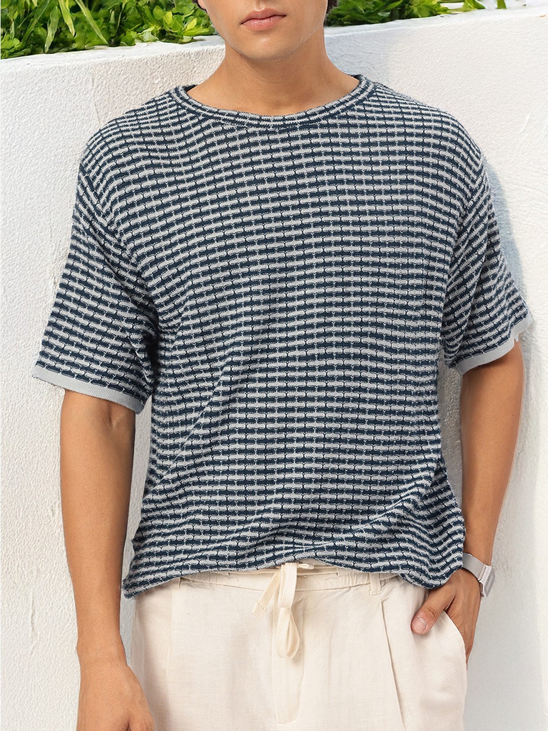 

Kook N Keech Dapper Knit Self-Designed T-shirt, Teal