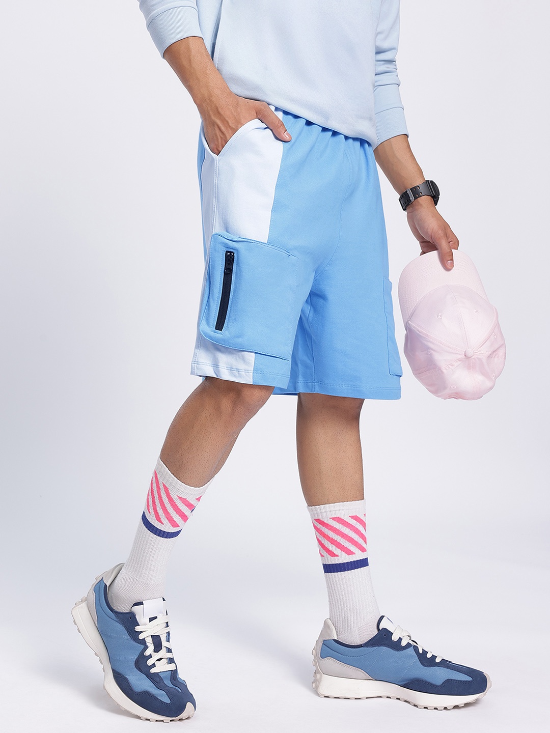 

Kook N Keech Urban Utility Contrast Pocket Detail Shorts, Blue