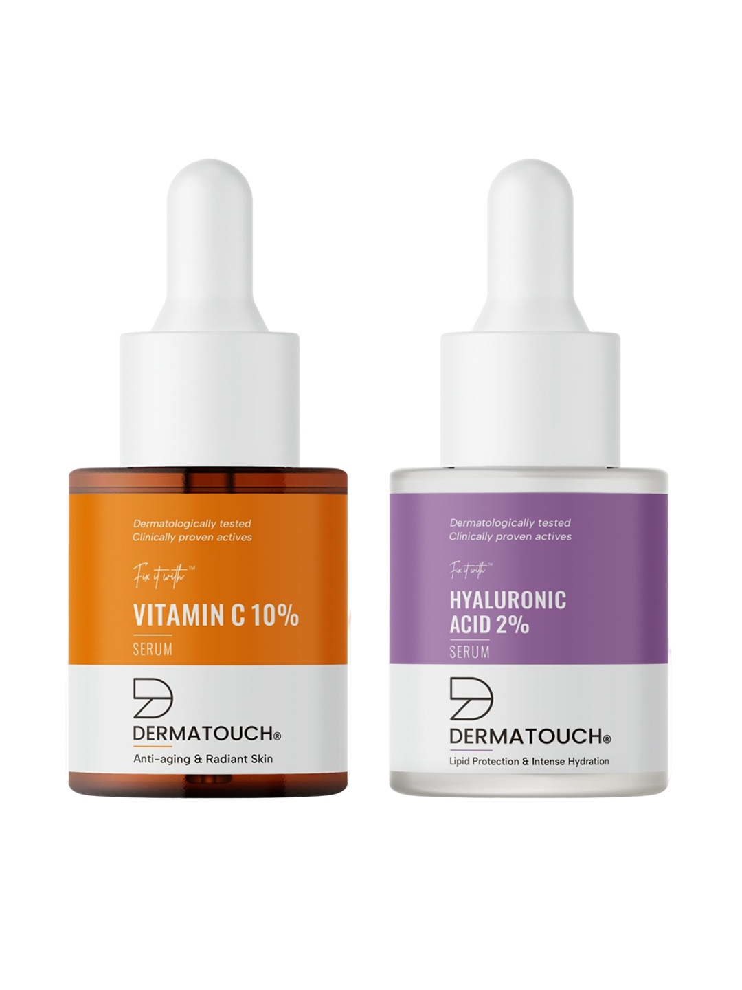 

Dermatouch Fix It With Vitamin C 10% & Hyaluronic Acid 2% Serum - 18ml Each, Transparent