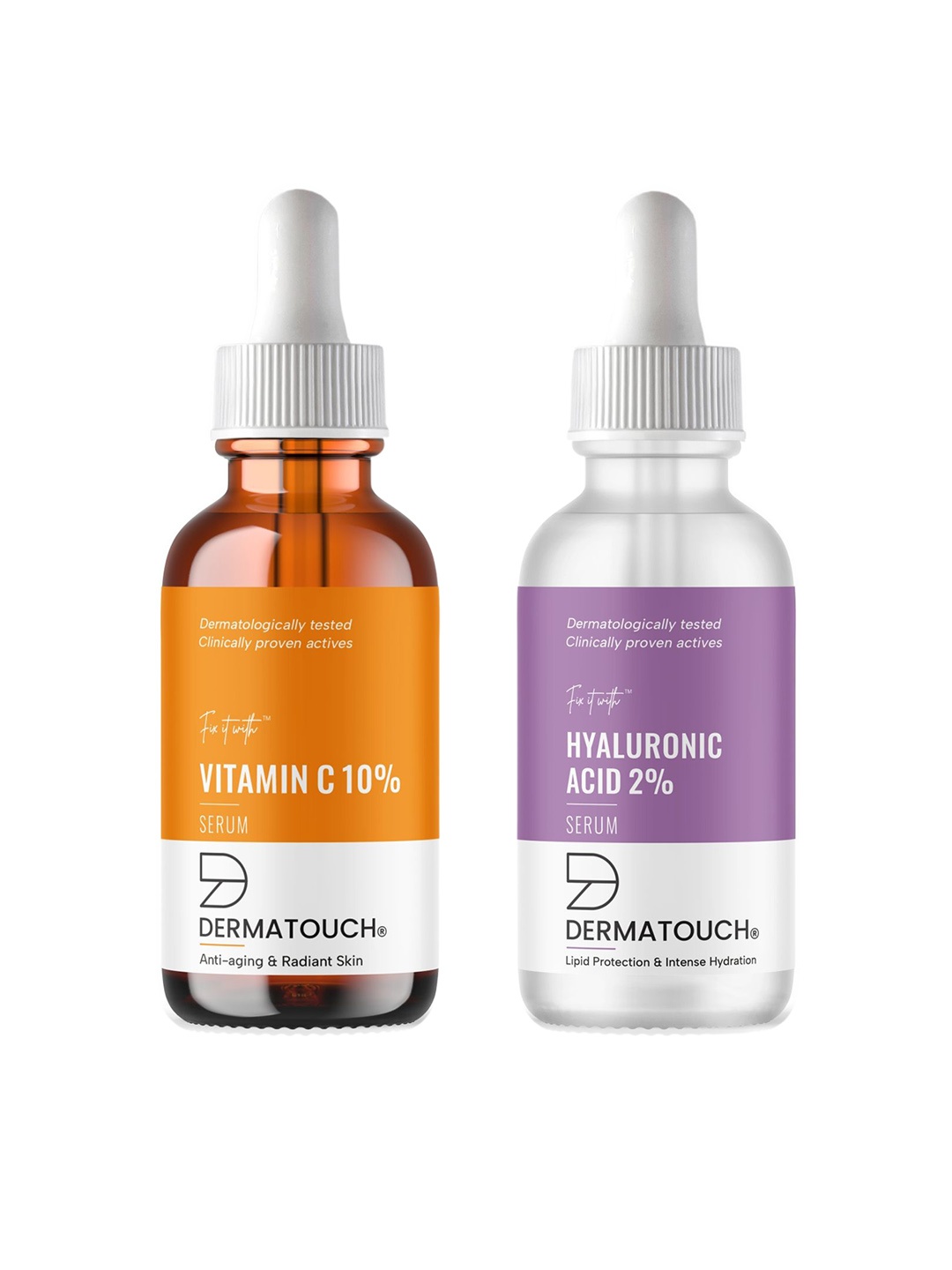 

Dermatouch Fix It With Vitamin C 10% & Hyaluronic Acid 2% Serum - 30ml Each, Transparent