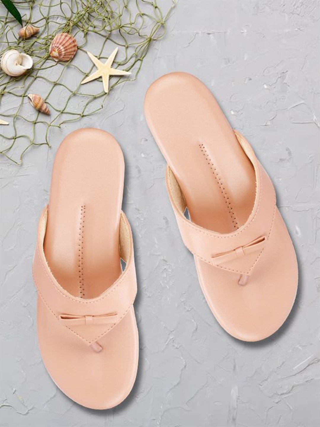 

sneakers villa Women T-Strap Flats, Peach