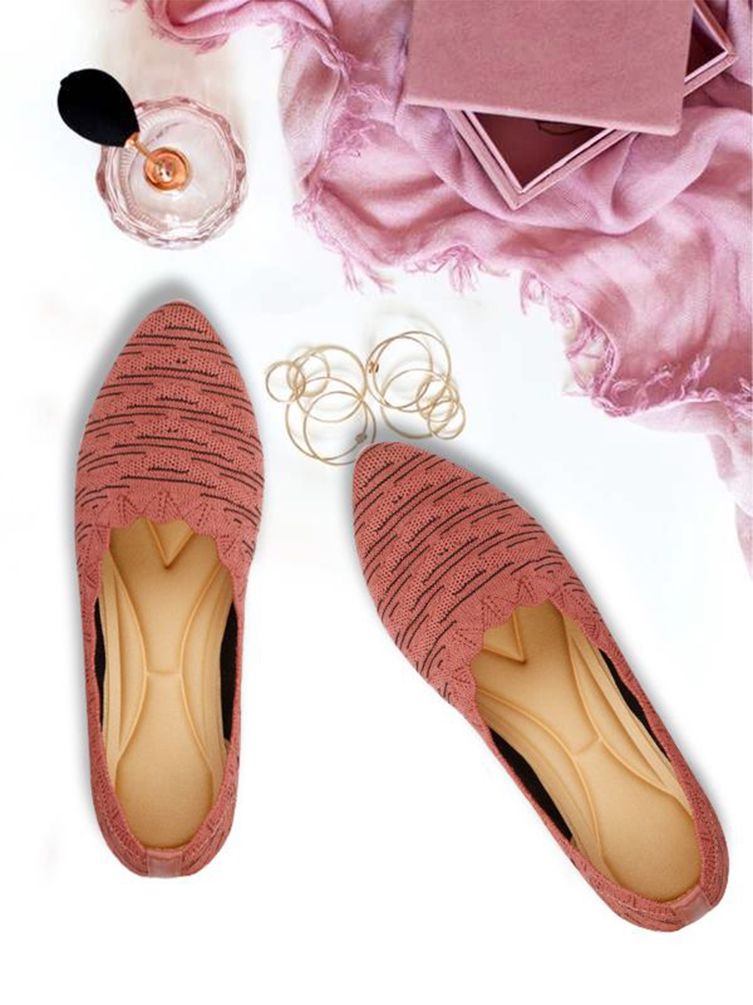 

sneakers villa Women Textured Ballerinas Flats, Pink