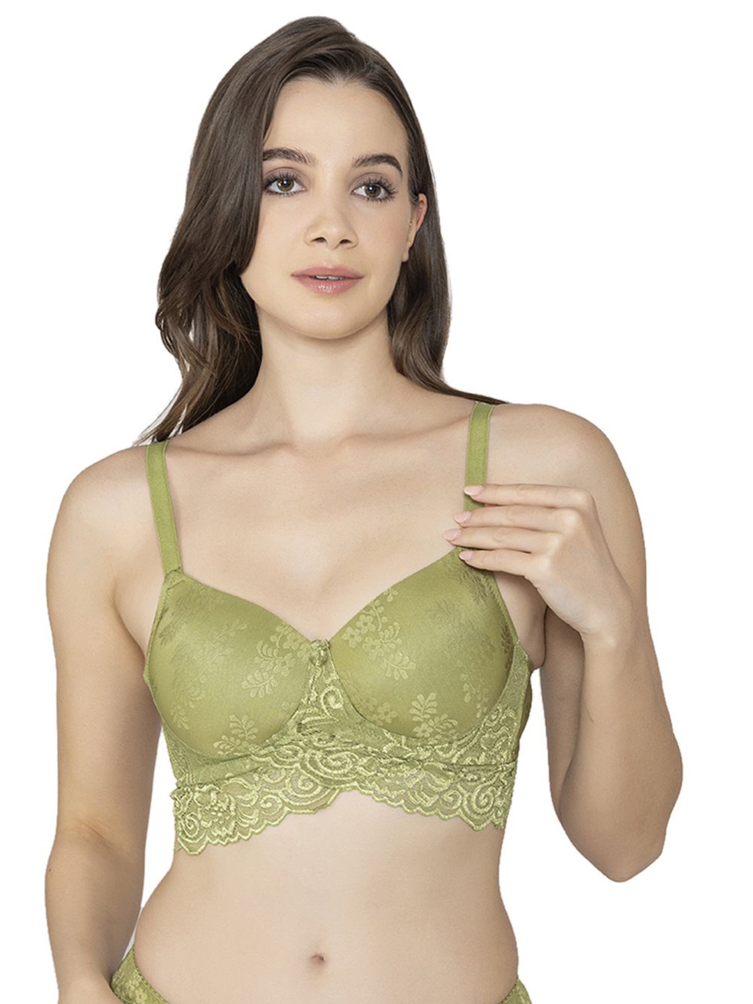 

B'ZAR Full Coverage Lightly Padded Non-Wired Medium Support Bralette Bra-All Day Comfort, Green