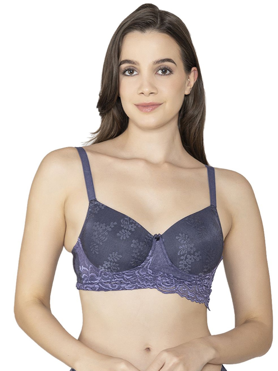 

B'ZAR Full Coverage Lightly Padded Non-Wired Medium Support Bralette Bra-All Day Comfort, Grey