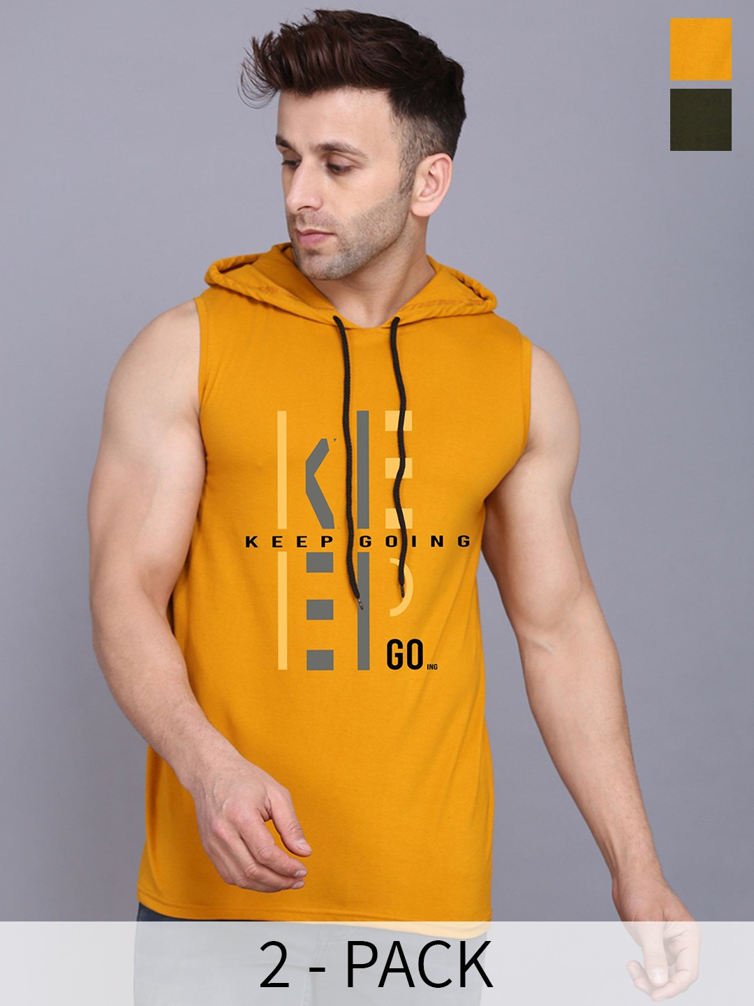 

SLOWLORIS Men Pack of 2 Printed Gym Innerwear Vests SL28 COMBO (ADV OLIVE) (KEEP MUSTARD