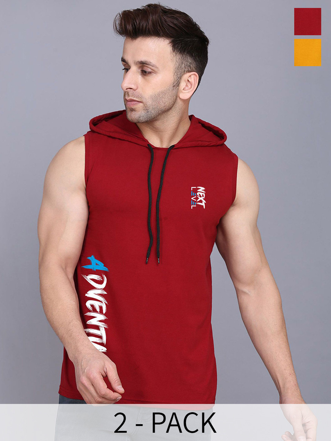 

SLOWLORIS Pack Of 2 Cotton Sleeveless Innerwear Vests, Maroon