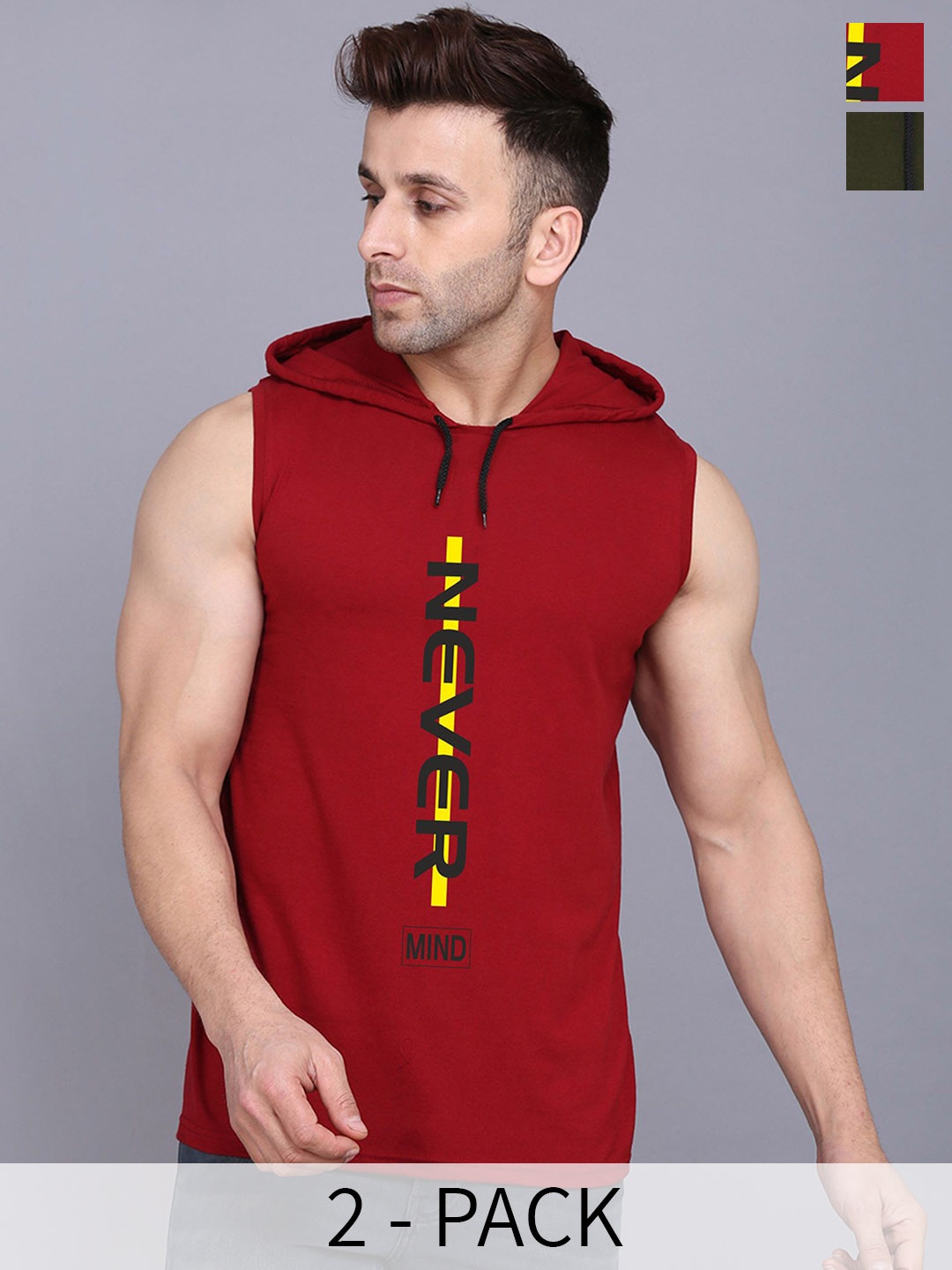 

SLOWLORIS Men Pack of 2 Printed Gym Innerwear Vests SL28 COMBO (ADV OLIVE) (NVR MAROON)