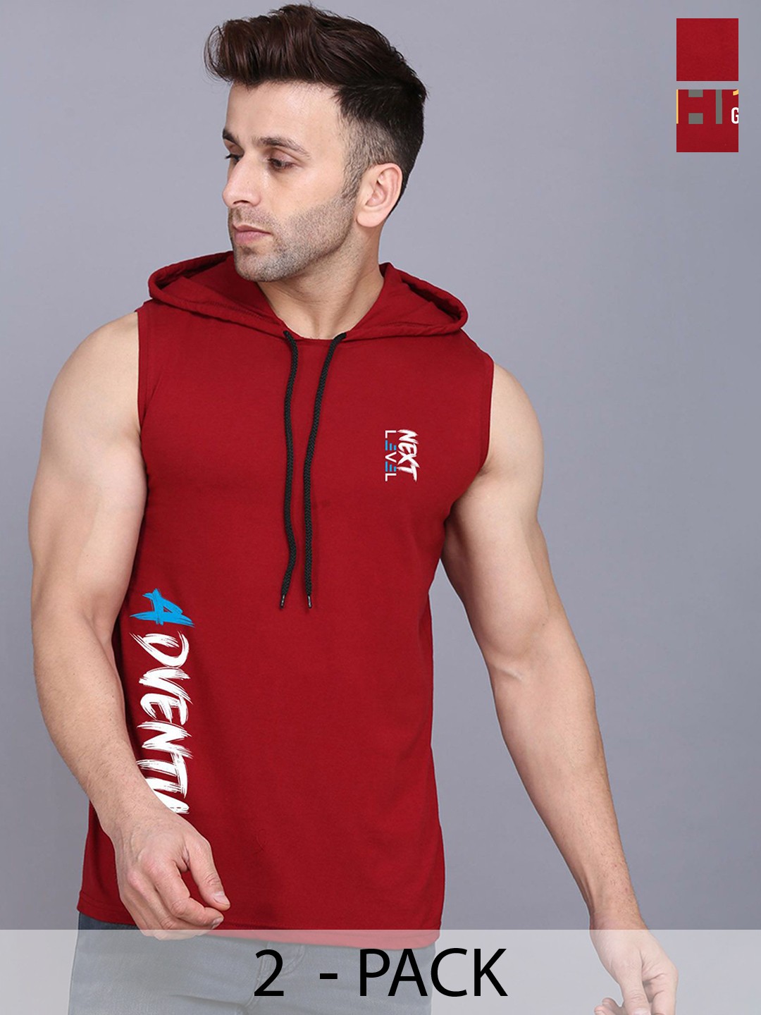 

SLOWLORIS Men Pack of 2 Printed Gym Innerwear Vests SL28 COMBO (ADV MAROON) (KEEP MAROON)