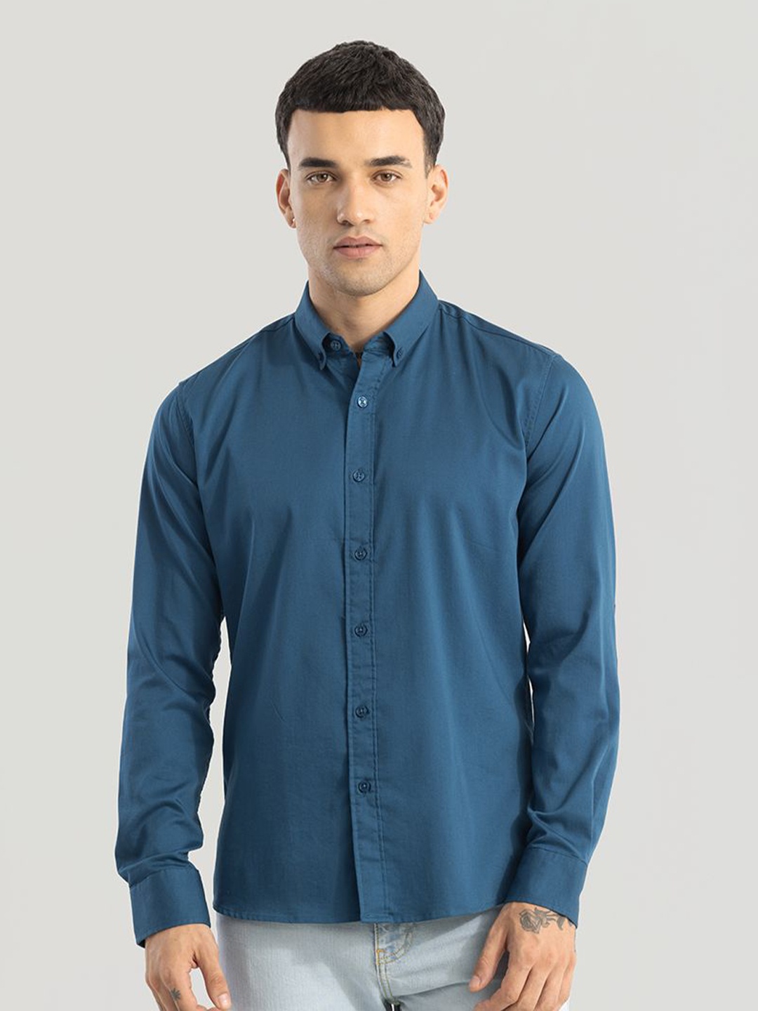 

Snitch Men Classic Slim Fit Opaque Casual Shirt, Teal