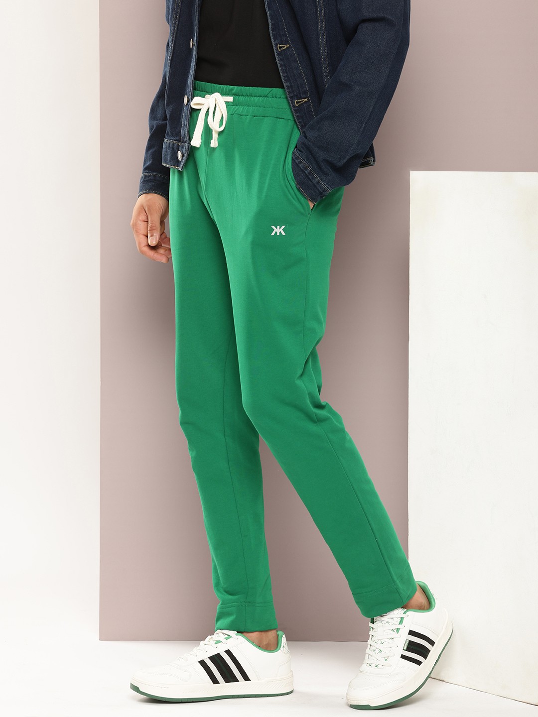 

Kook N Keech Slim Fit Pure Cotton Track Pants, Green
