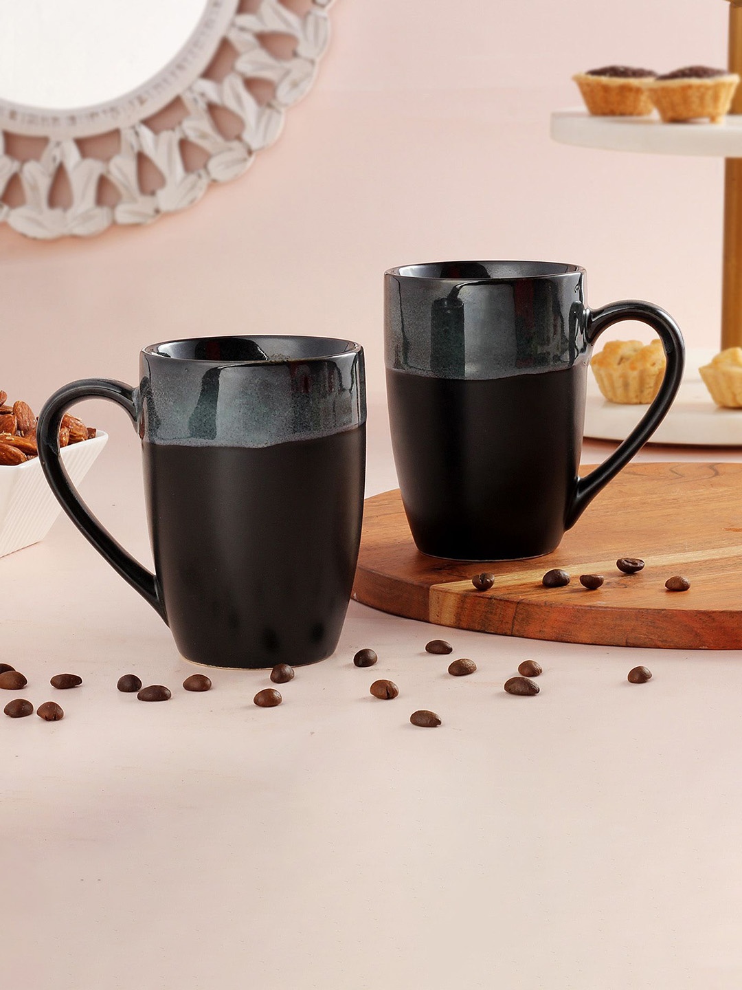 

IGP Blue And Brown Set of 2 Stoneware Mugs, Black