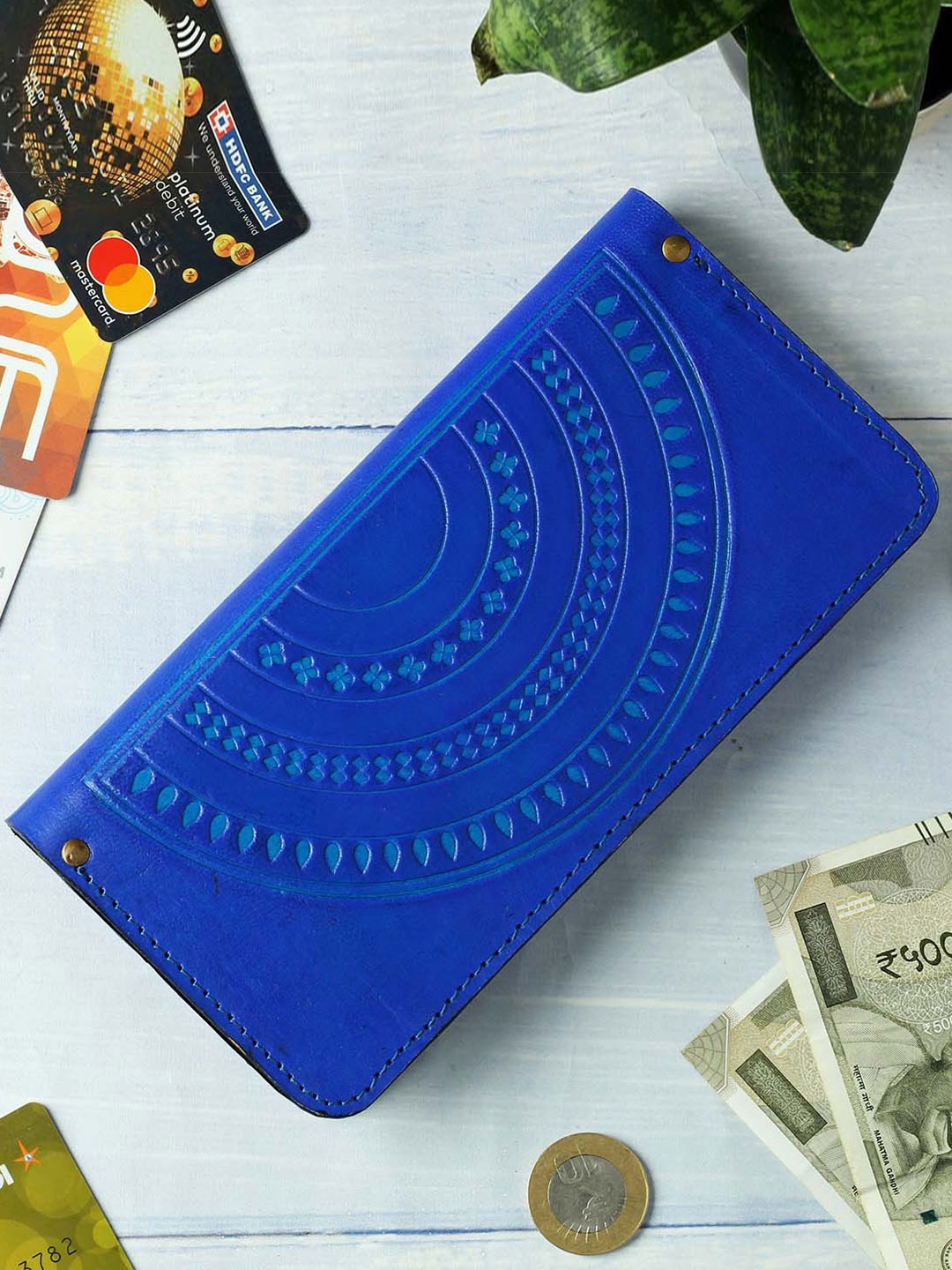 

IGP Unisex Textured Leather Wallet, Blue