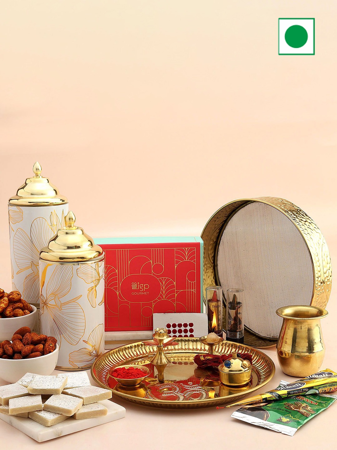 

IGP Set Of 7 Karwa Chauth Set, Gold