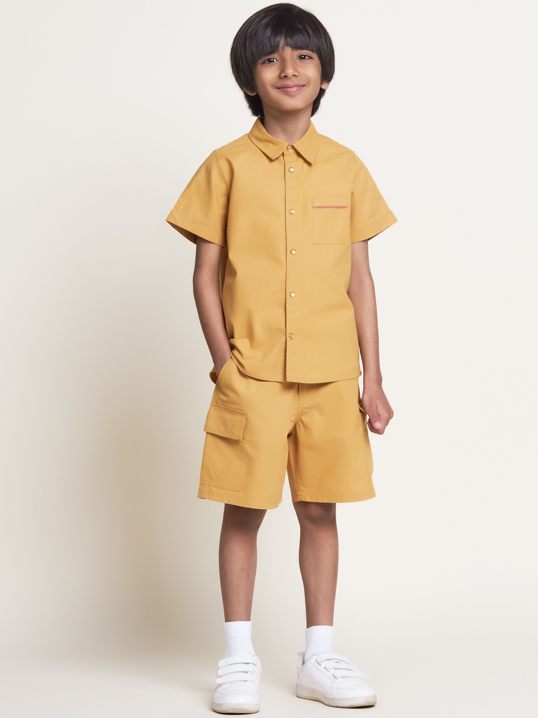 

The Tribe Kids Boys Pure Cotton Shirt & Shorts, Mustard