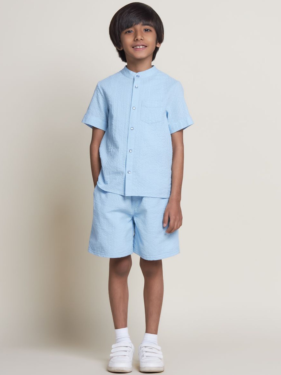 The Tribe Kids Boys Pure Cotton Shirt & Shorts, Blue