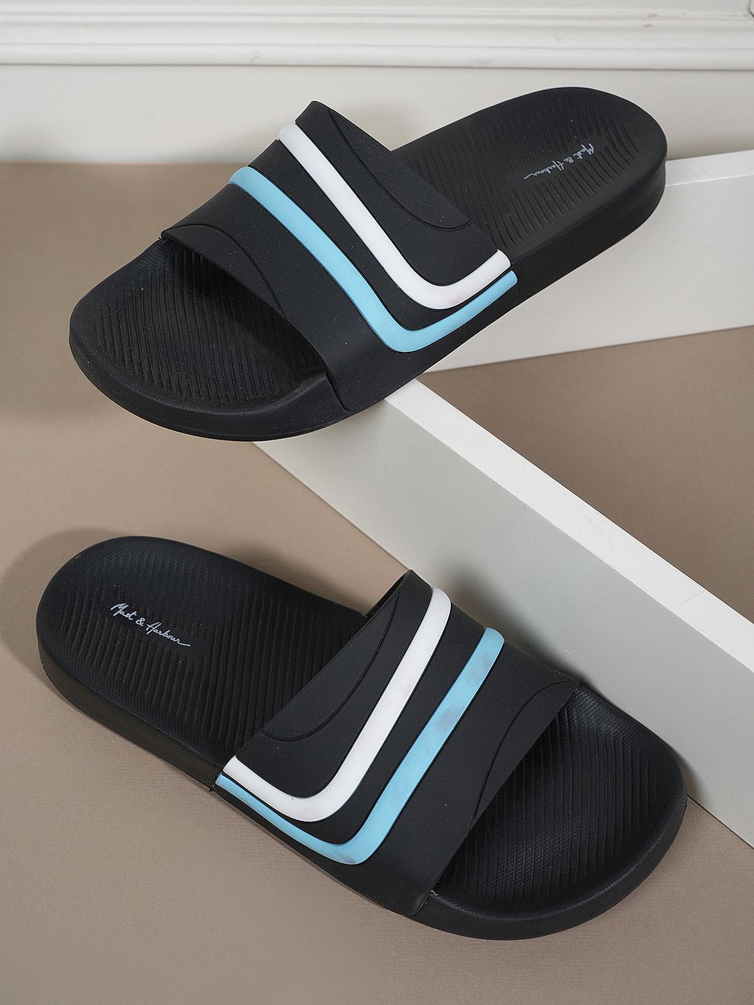 

Mast & Harbour Men Black Rubber Sliders