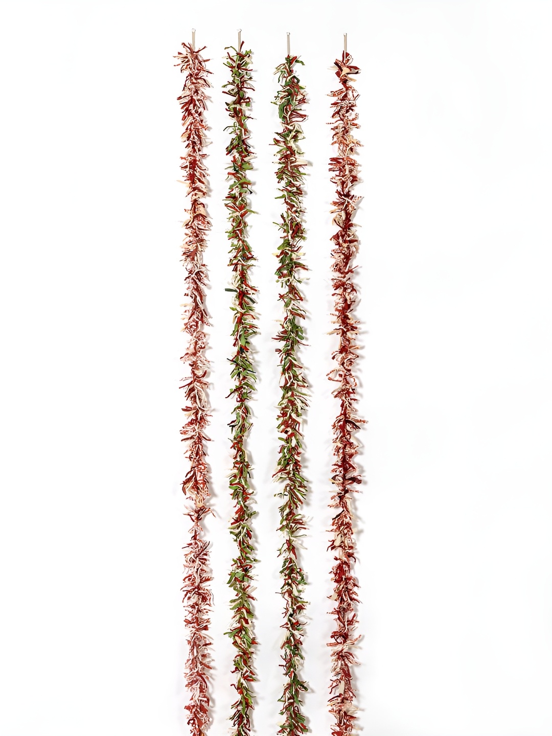 

Contrast Living Green & Red 4 Pieces Textured Pure Cotton Hanging Tinsels Festive Decor