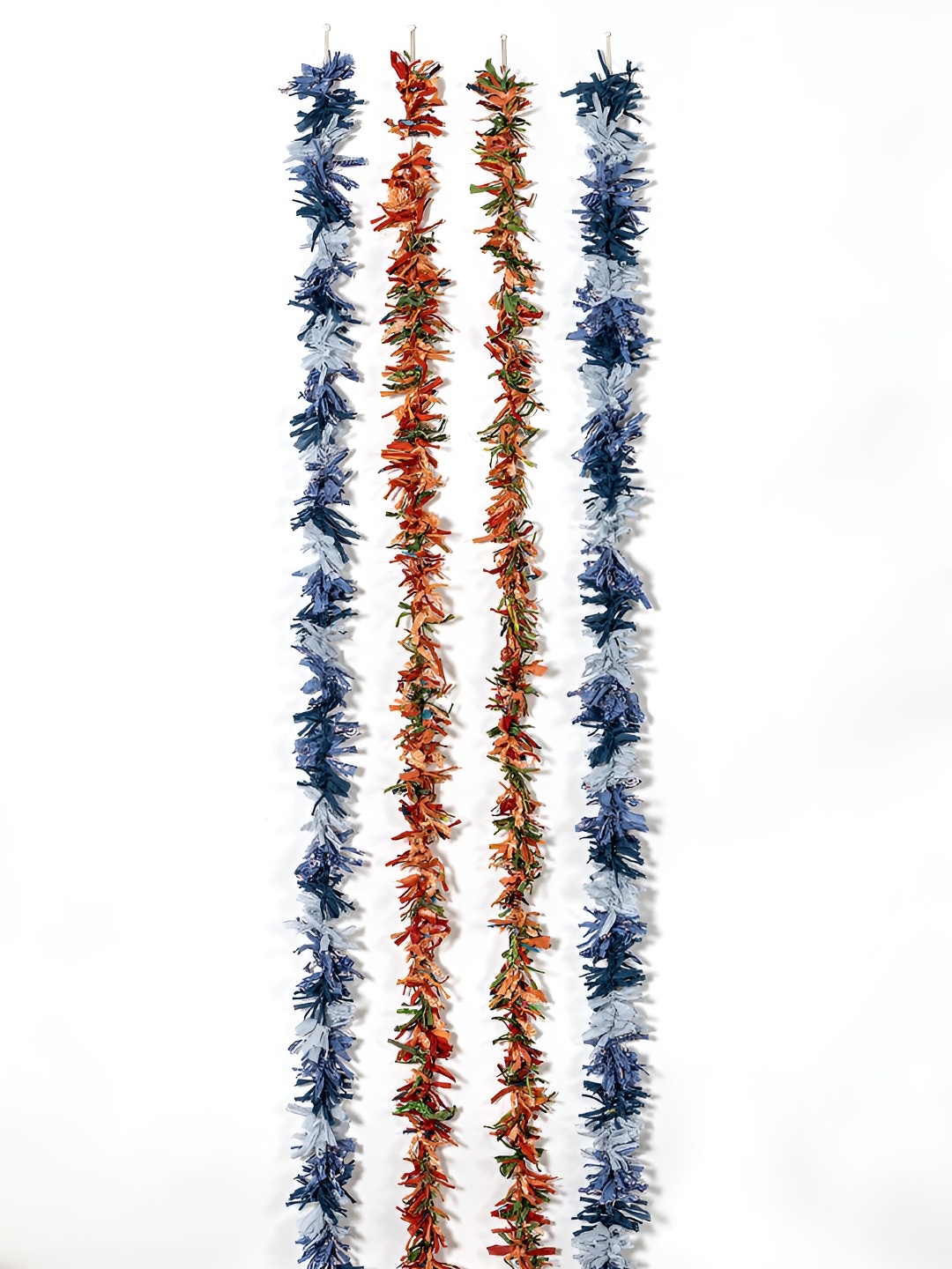 Contrast Living Blue & Red 4 Pieces Textured Hanging Tinsels Festive Decor