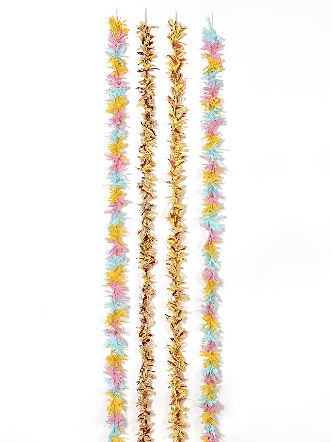 

Contrast Living Yellow & Pink 4 Pieces Textured Hanging Tinsels Festive Decor