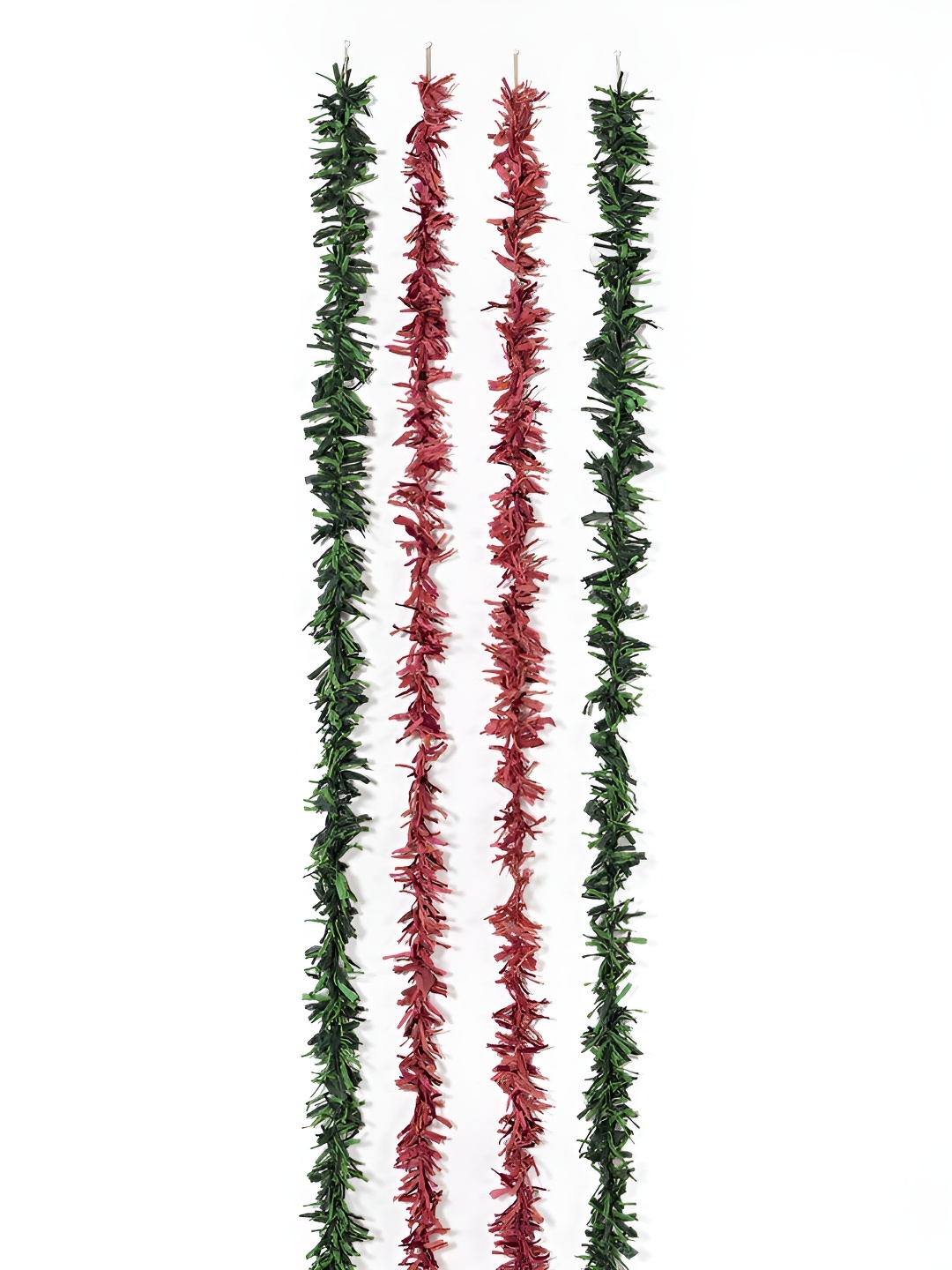 

Contrast Living Green & Pink 4 Pieces Textured Hanging Tinsels Festive Decor