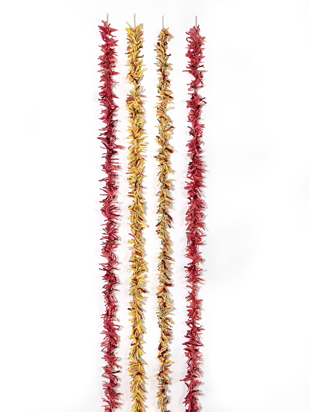

Contrast Living Red & Yellow 4 Pieces Textured Pure Cotton Hanging Tinsels Festive Decor
