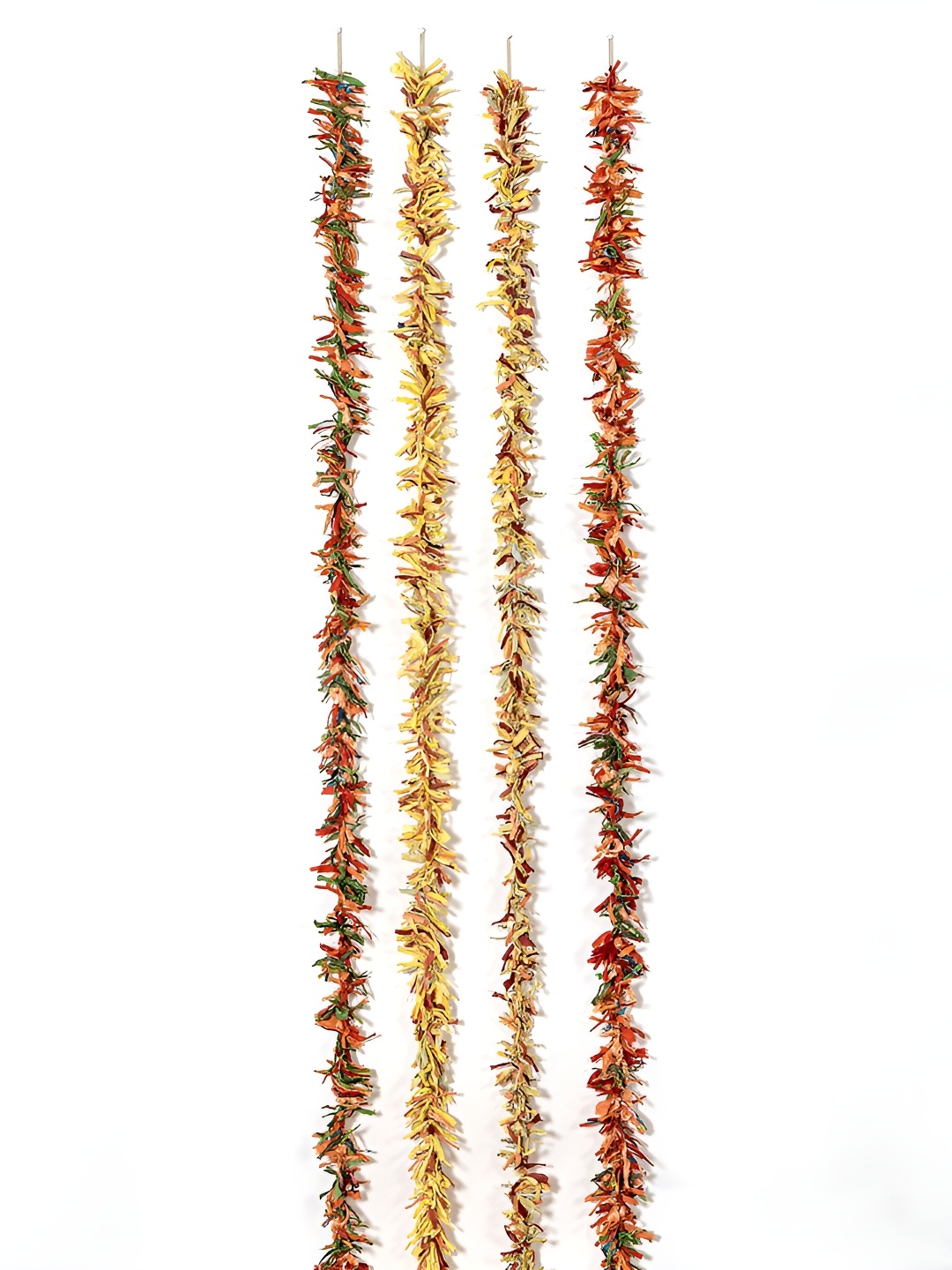 Contrast Living Yellow & Maroon 4 Pieces Textured Hanging Tinsels Festive Decor