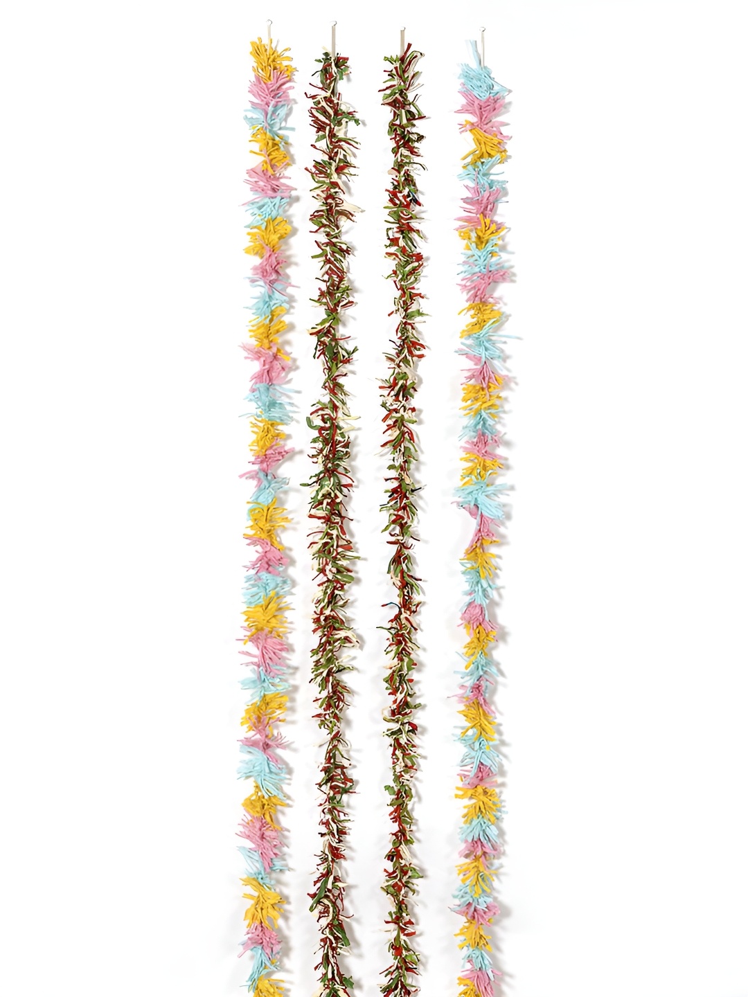 

Contrast Living Pink & Green 4 Pieces Textured Hanging Tinsels Festive Decor