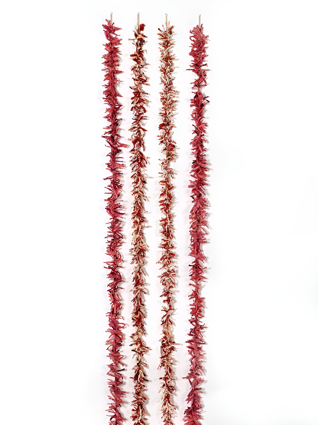 

Contrast Living Red & White 4 Pieces Textured Pure Cotton Hanging Tinsels Festive Decor