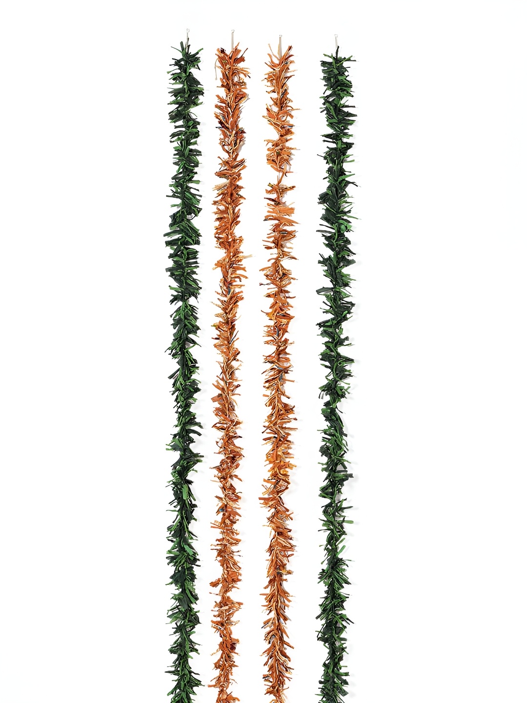 Contrast Living Green & Yellow 4 Pieces Textured Hanging Tinsels Festive Decor