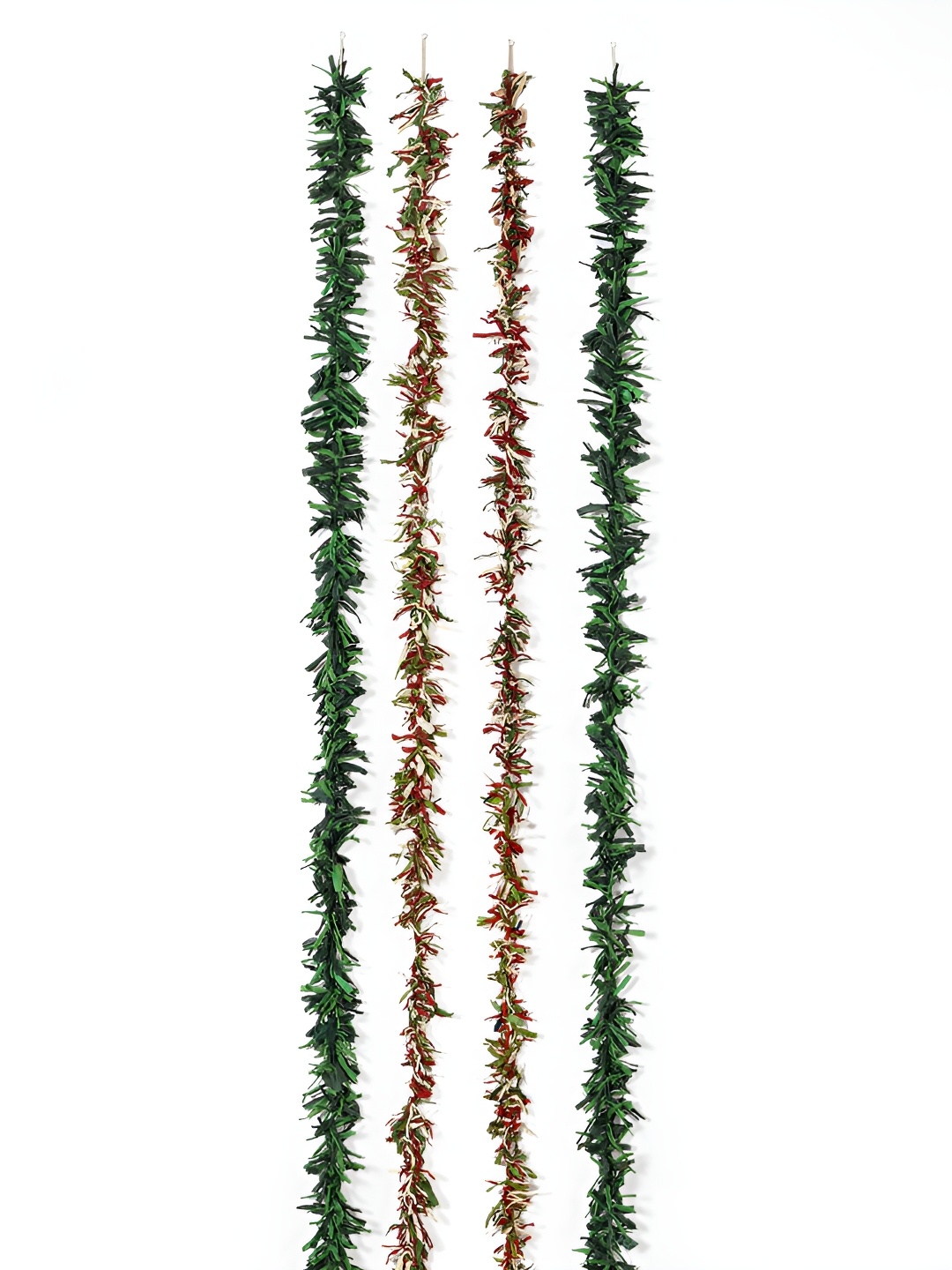 

Contrast Living Green & Red 4 Pieces Textured Hanging Tinsels Festive Decor