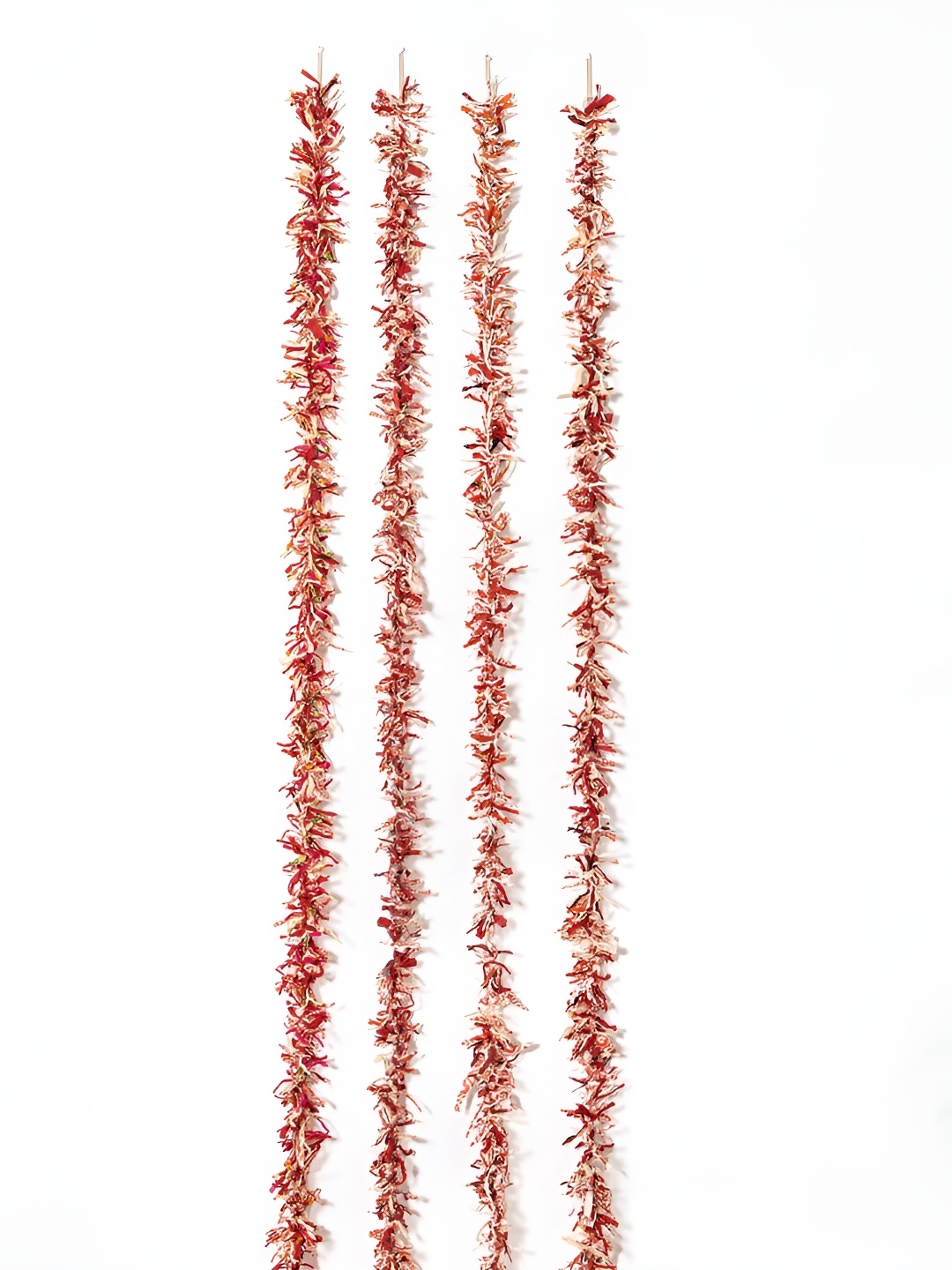 

Contrast Living Maroon & White 4 Pieces Textured Hanging Tinsels Festive Decor