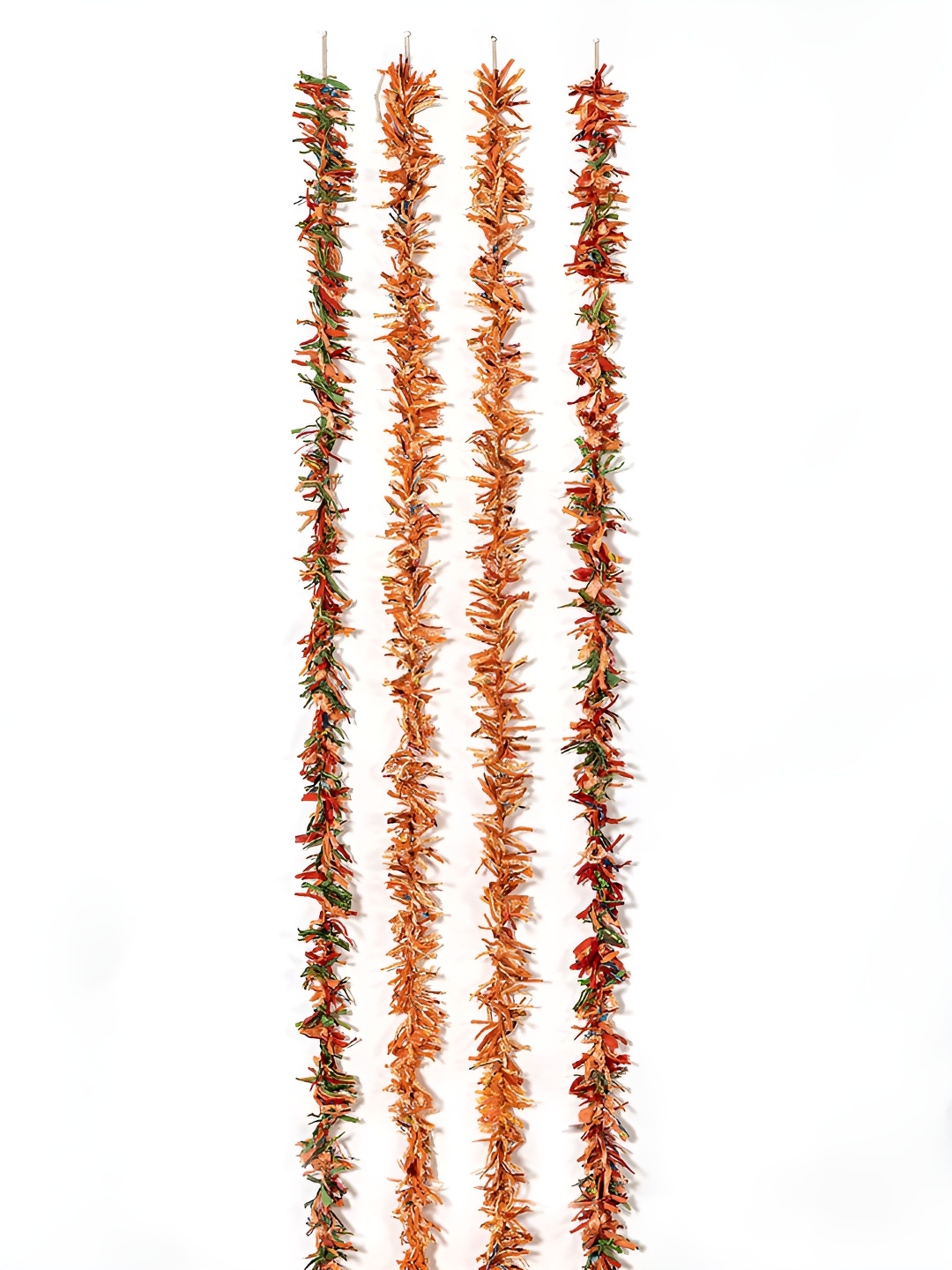 

Contrast Living Orange & Red 4 Pieces Textured Hanging Tinsels Festive Decor