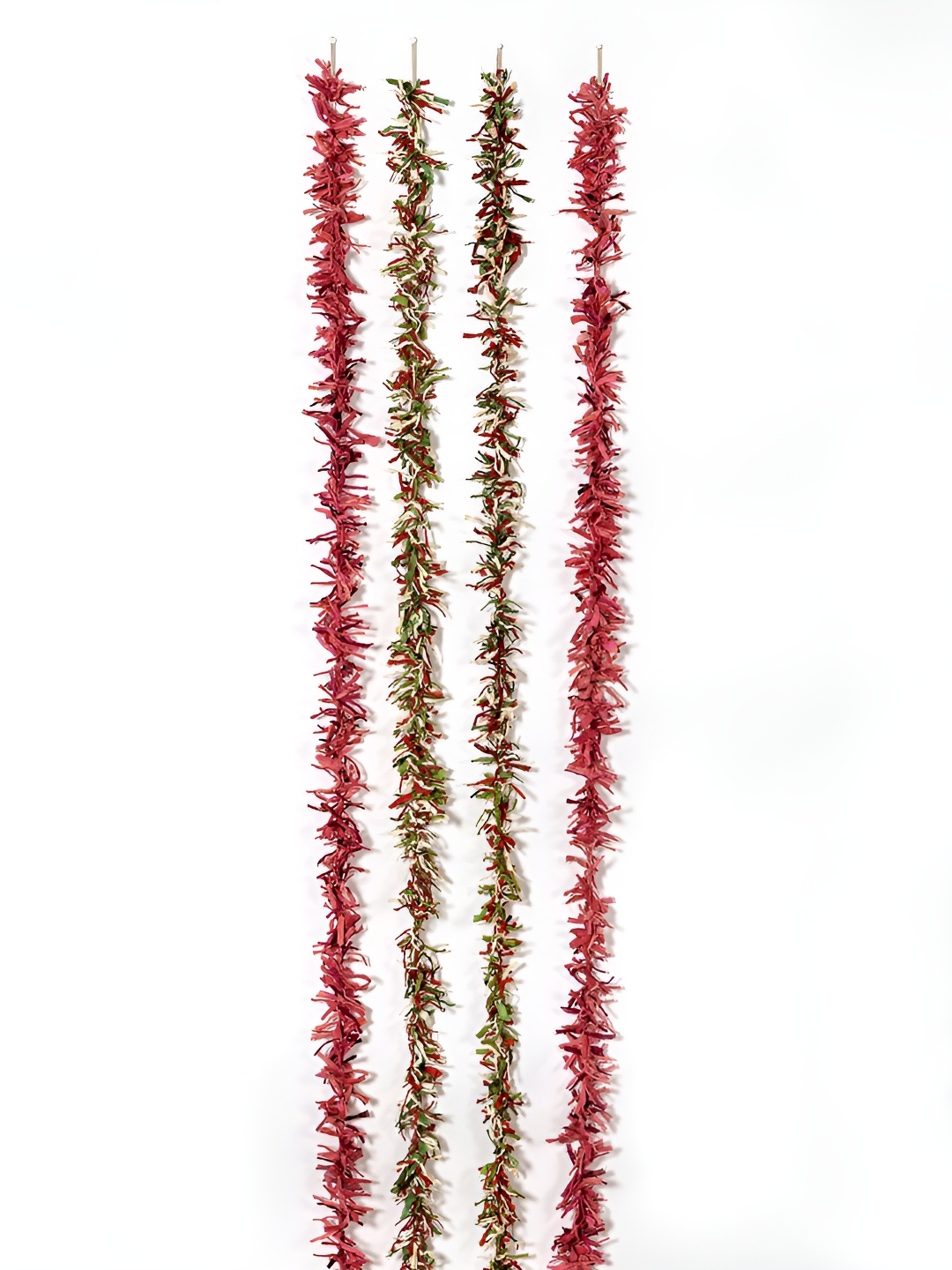 

Contrast Living Red & Green 4 Pieces Textured Pure Cotton Hanging Tinsels Festive Decor