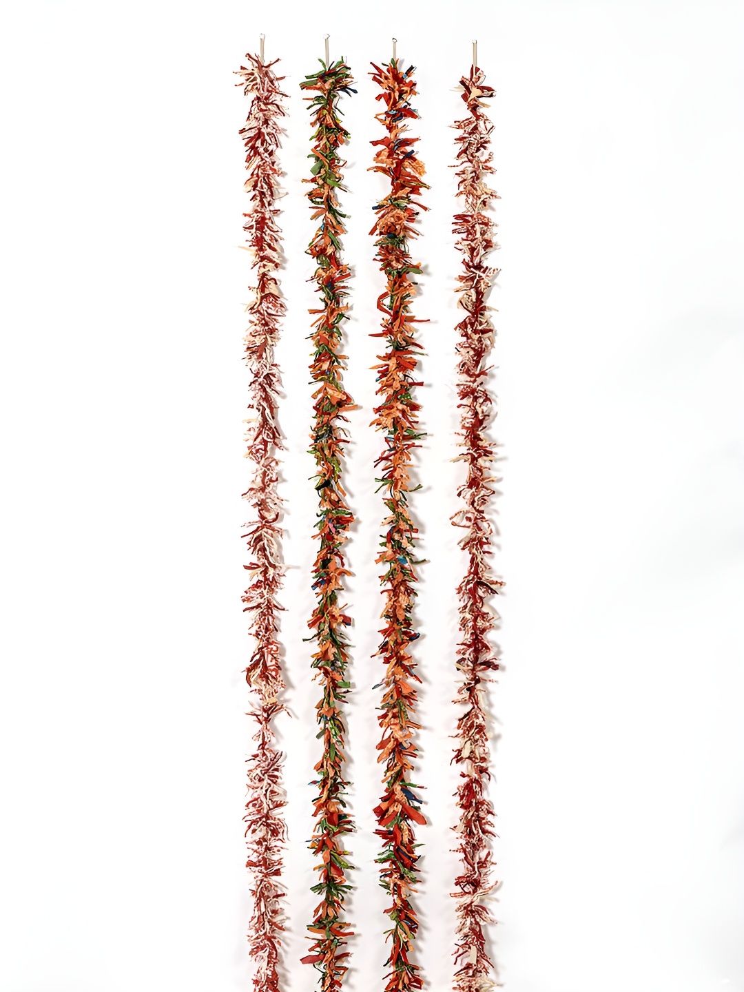 

Contrast Living Orange & Red 4 Pieces Textured Pure Cotton Hanging Tinsels Festive Decor