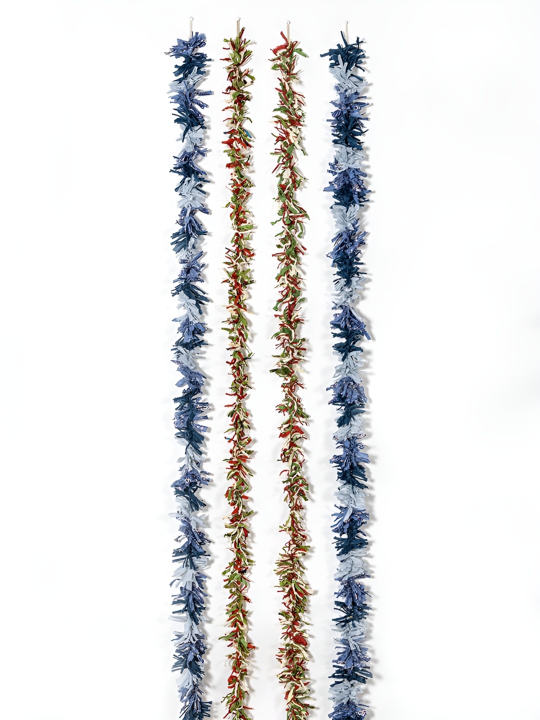 

Contrast Living Blue & Red 4 Pieces Textured Hanging Tinsels Festive Decor