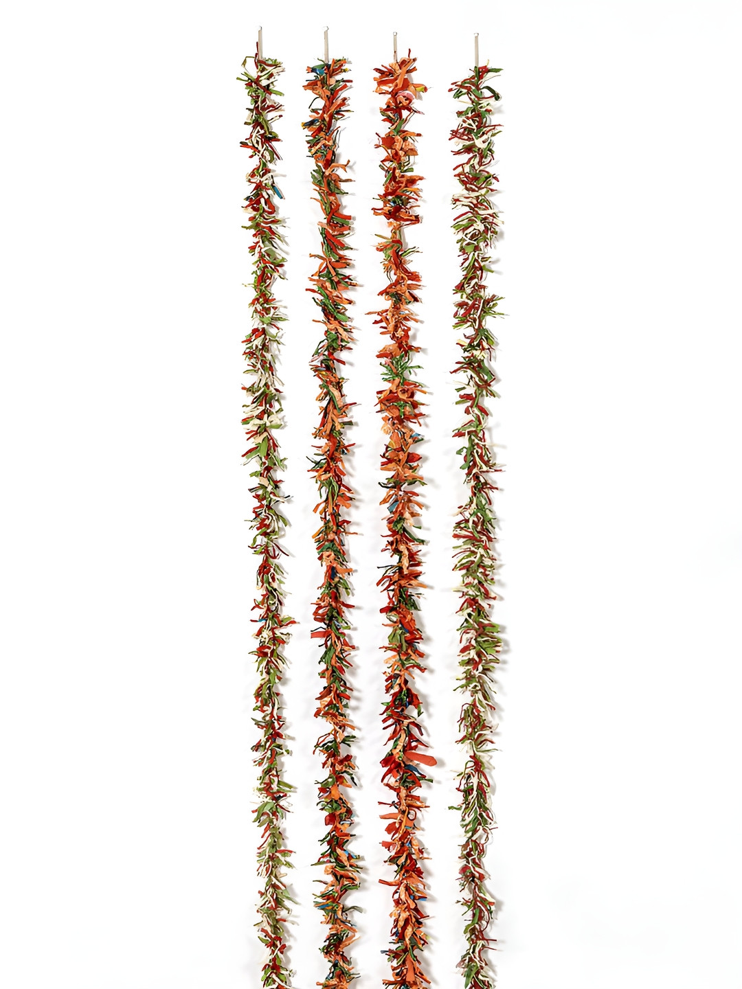 

Contrast Living Orange & Green 4 Pieces Textured Pure Cotton Hanging Tinsels Festive Decor