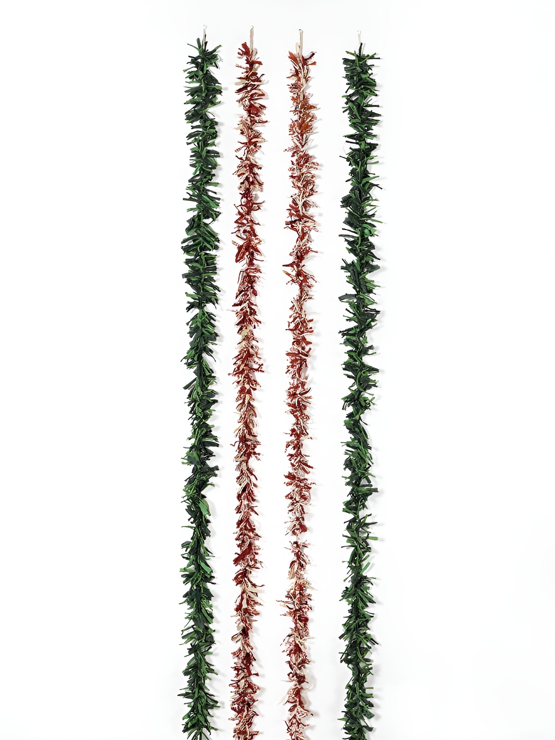 Contrast Living Orange & Green 4 Pieces Textured Pure Cotton Hanging Tinsels Festive Decor