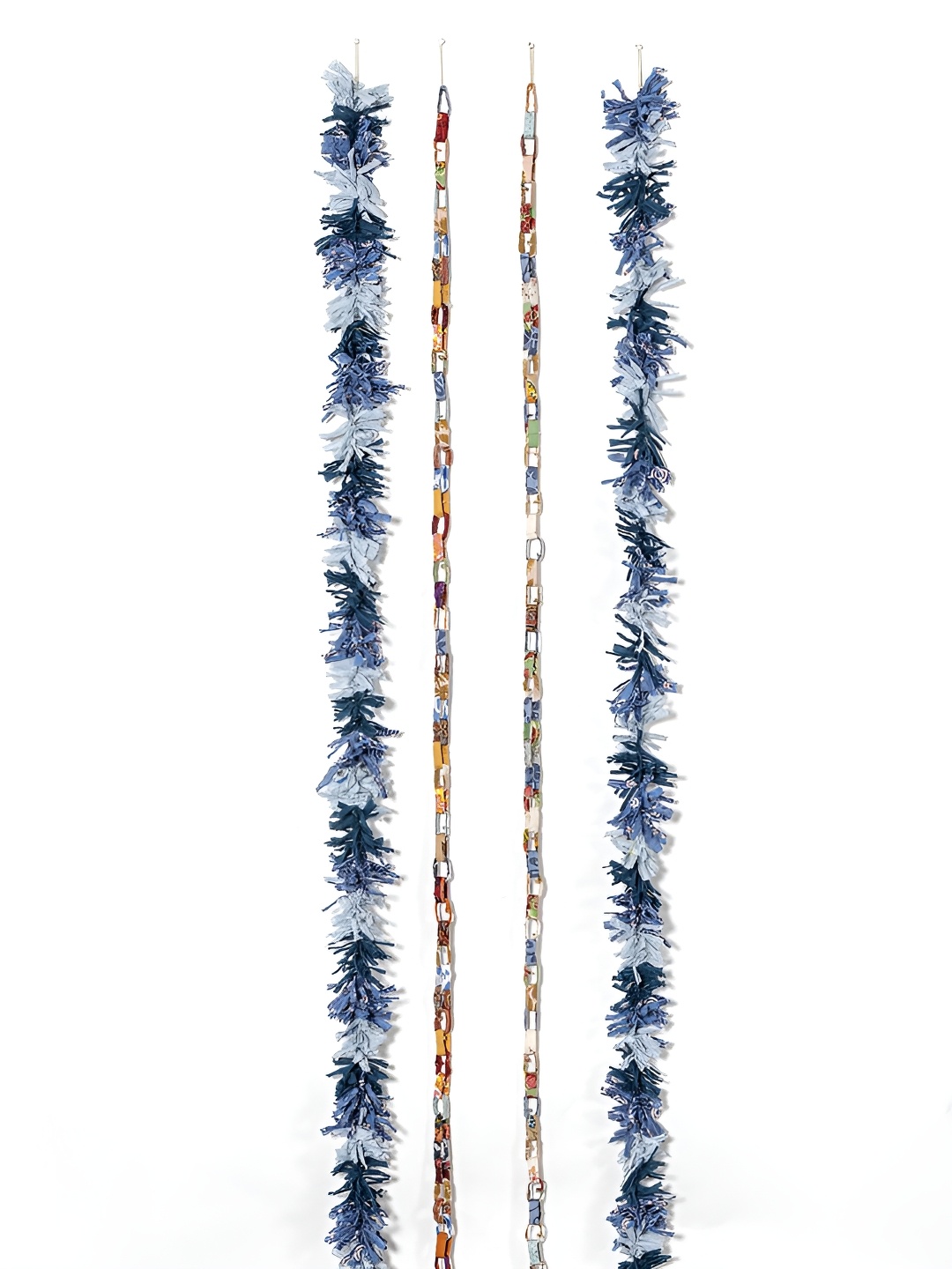 

Contrast Living Blue & Navy Blue 4 Pieces Textured Hanging Tinsels Festive Decor
